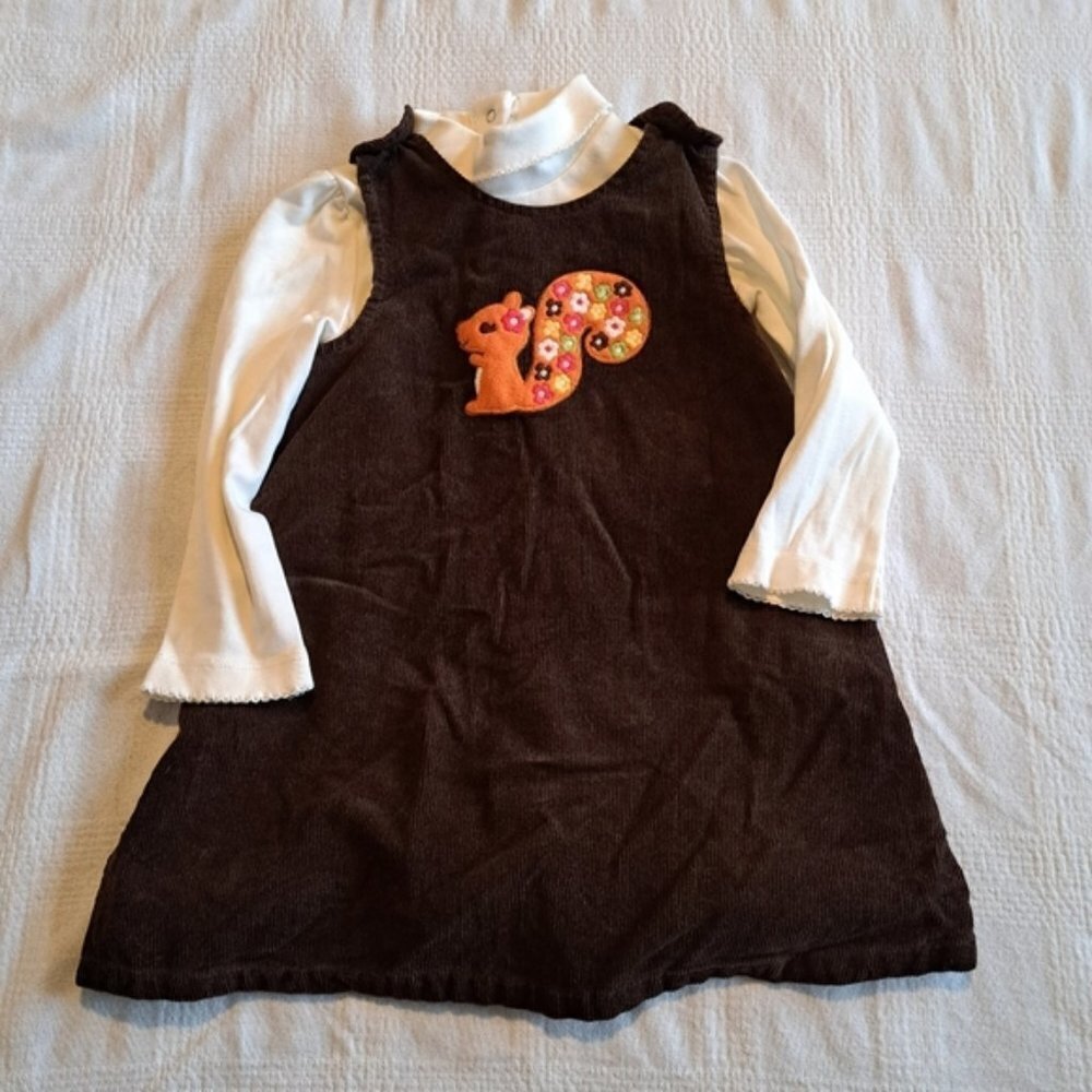 Gymboree girls size 2T Fall for Autumn line jumper dress with solid white shirt